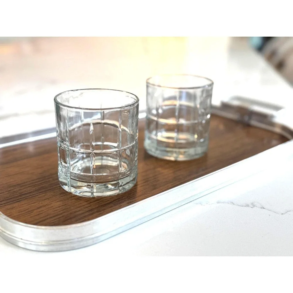 Anchor Hocking Tartan Whiskey Glasses | Mid Century Plaid Barware Set
